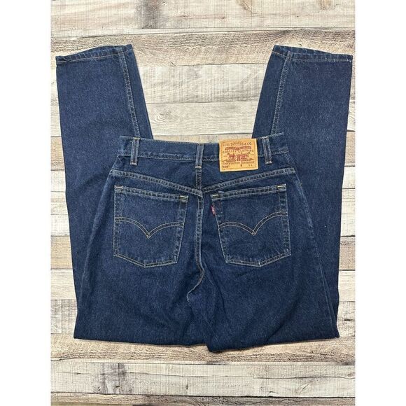 Size 10L Vintage Levi’s 550 Womens Dark Wash High Rise Relaxed Tapered Mom Jeans - Picture 2 of 8